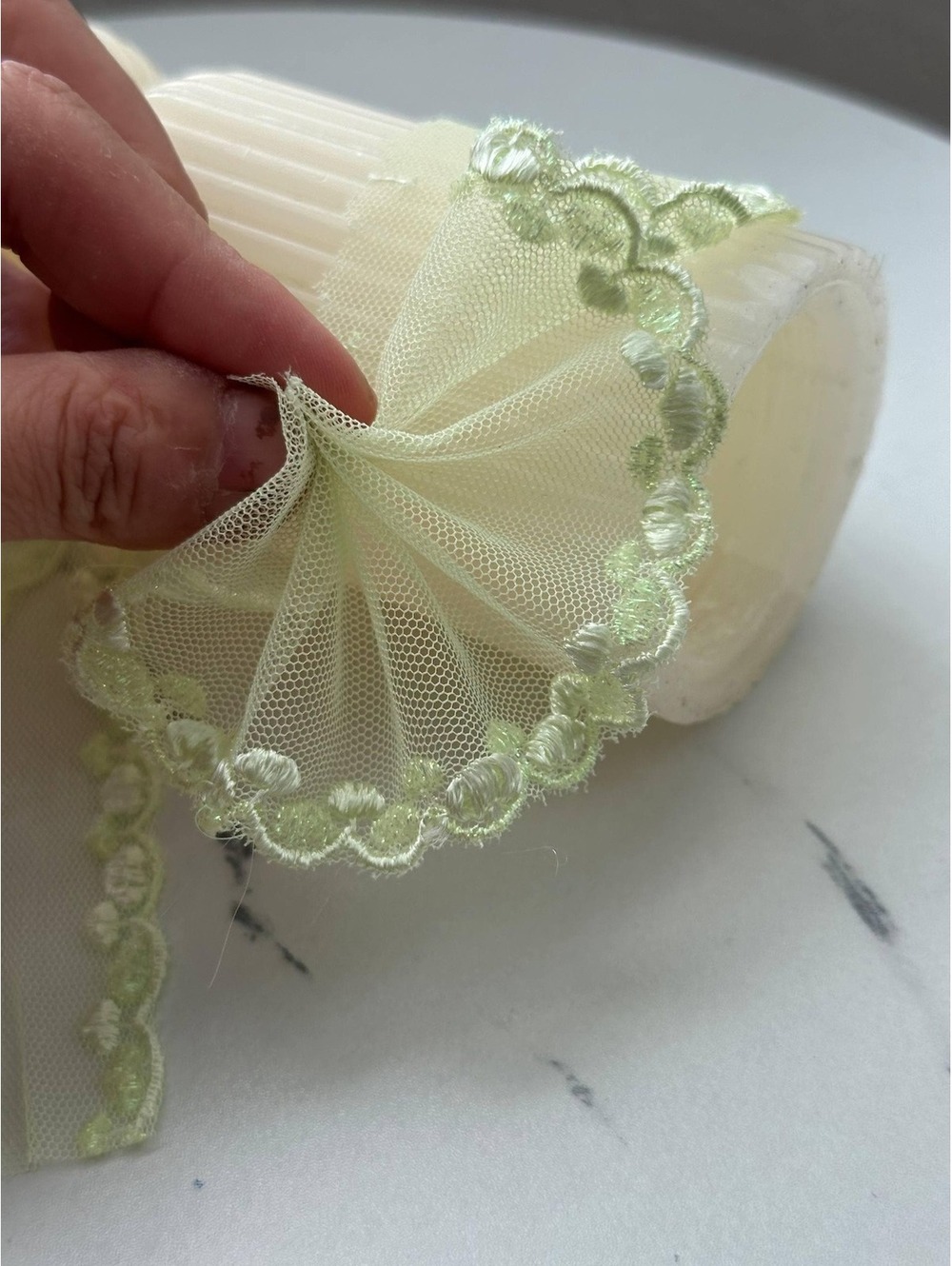 5Yds Non-Stretch 2" Light Sage Green Soft Mesh Embroidered Lace Wholesale